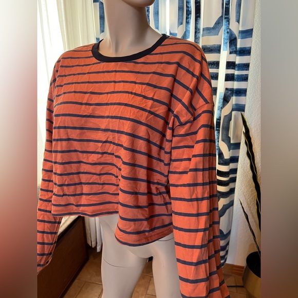 Code x Mode Orange/Blue Stripe Long Sleeve Crop Top Size XL - Picture 3 of 8